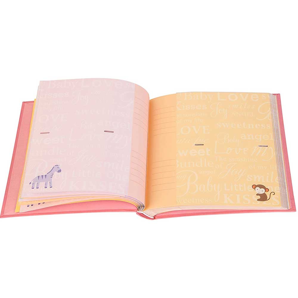 Zoo Pink Baby Photo Album Slip-In Style for 120 6x4 Photos