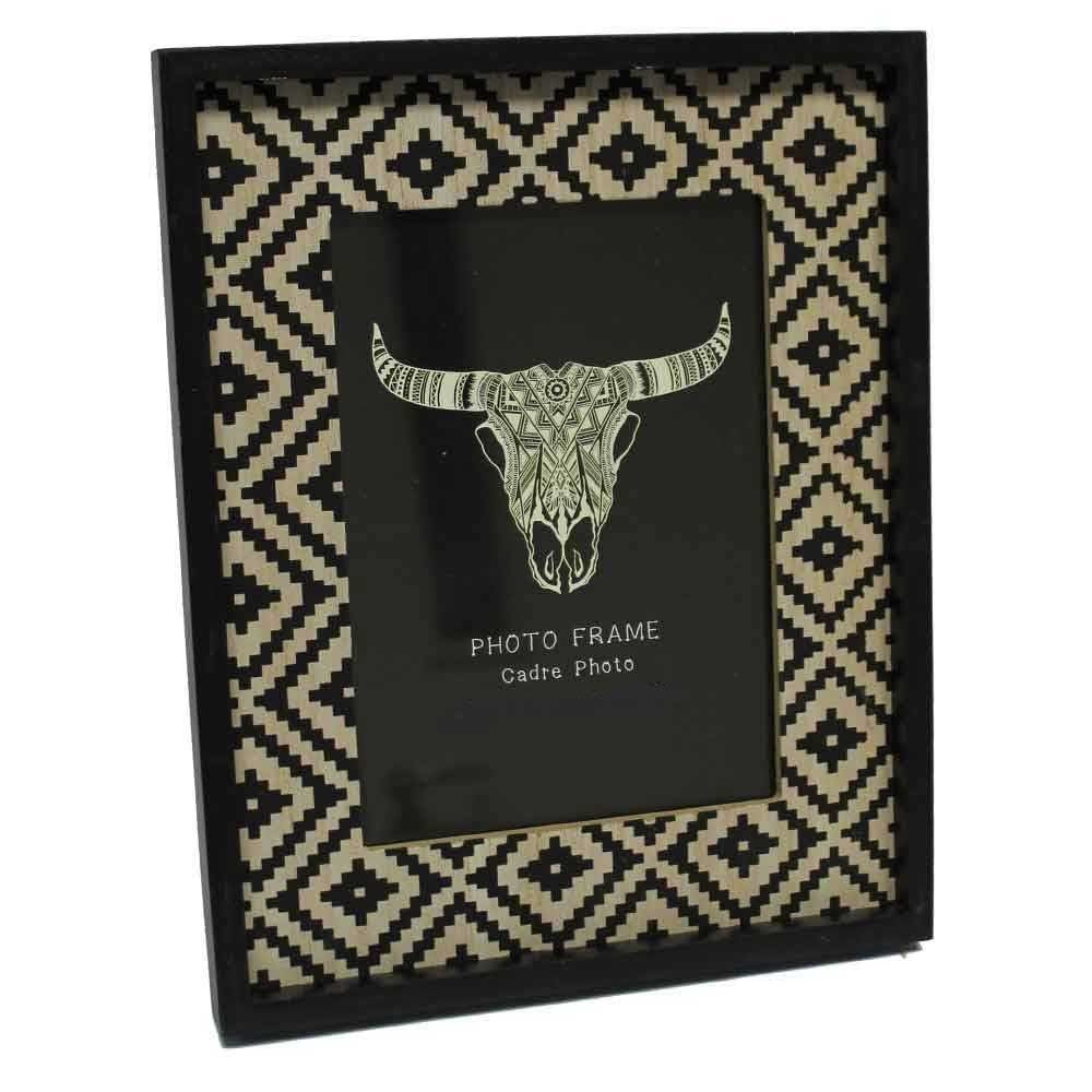 Wooden Aztec Diamond Photo Frame 6x4 - Black