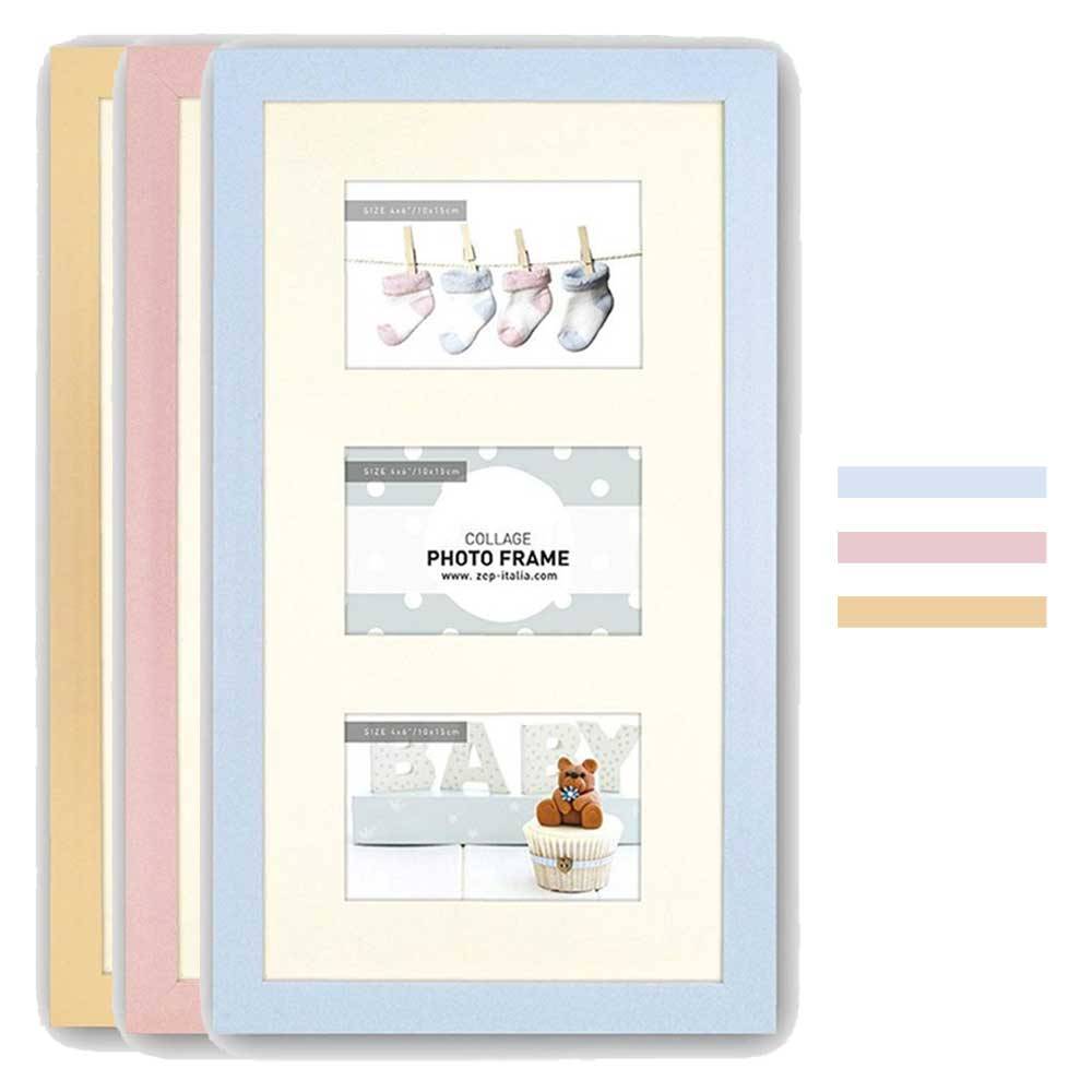 Emma B Baby Blue Photo Frame for 3 6x4 inch Photos Overall Size 11x18.5 inches