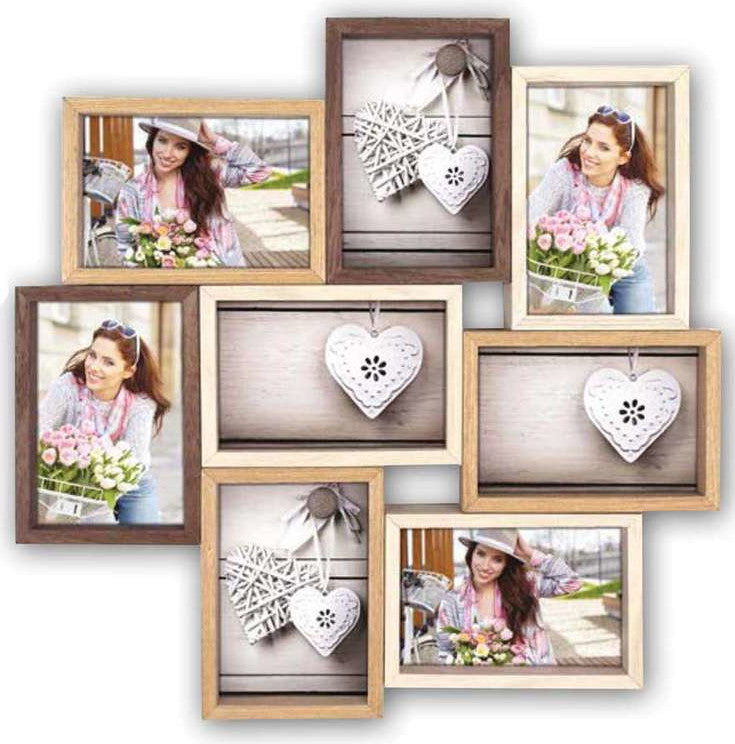 ZEP Montreaux Wood Multi Photo Frame - Brown - 8x 4x6 Photos