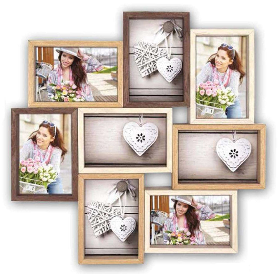 ZEP Montreaux Wood Multi Photo Frame Collection - Brown - 8x 7x5 Inch Photos