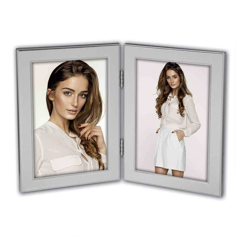 Olimpia Metal 6x4 Double Photo Frame - Silver