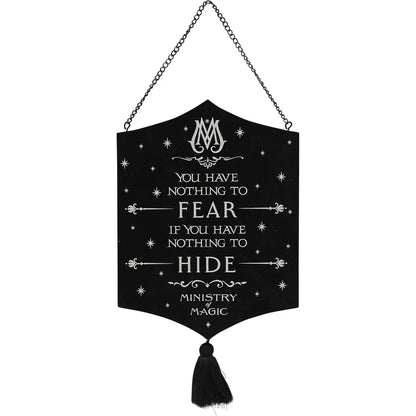 Warner Bros Harry Potter Dark Arts Ministry of Magic Glow in the Dark Wooden Plaque – Official Wizarding World Decor