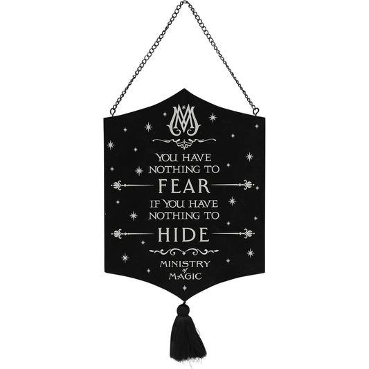 Warner Bros Harry Potter Dark Arts Ministry of Magic Glow in the Dark Wooden Plaque – Official Wizarding World Decor