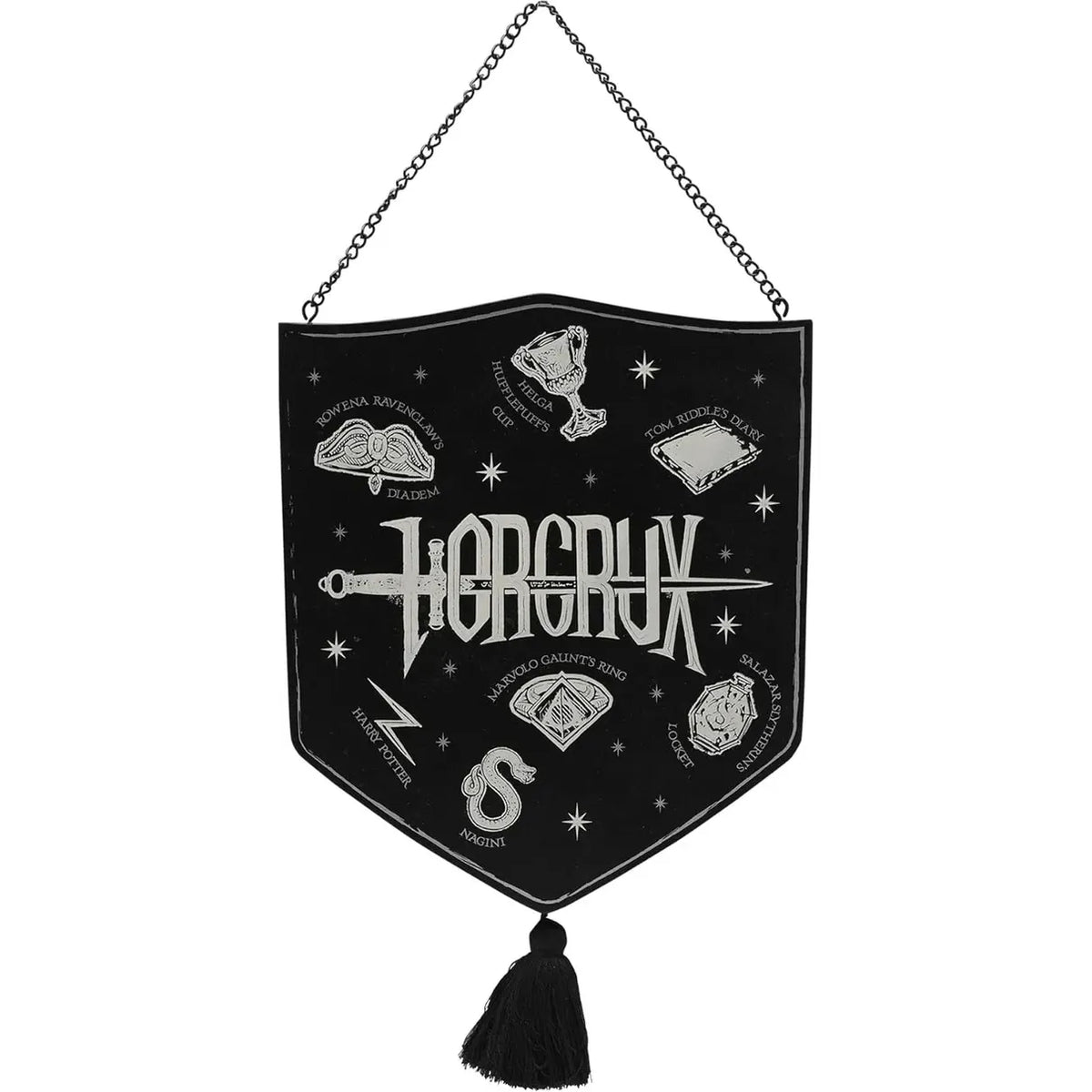 Warner Bros Harry Potter Dark Arts Horcrux Glow in the Dark Wooden Plaque – Official Wizarding World Decor