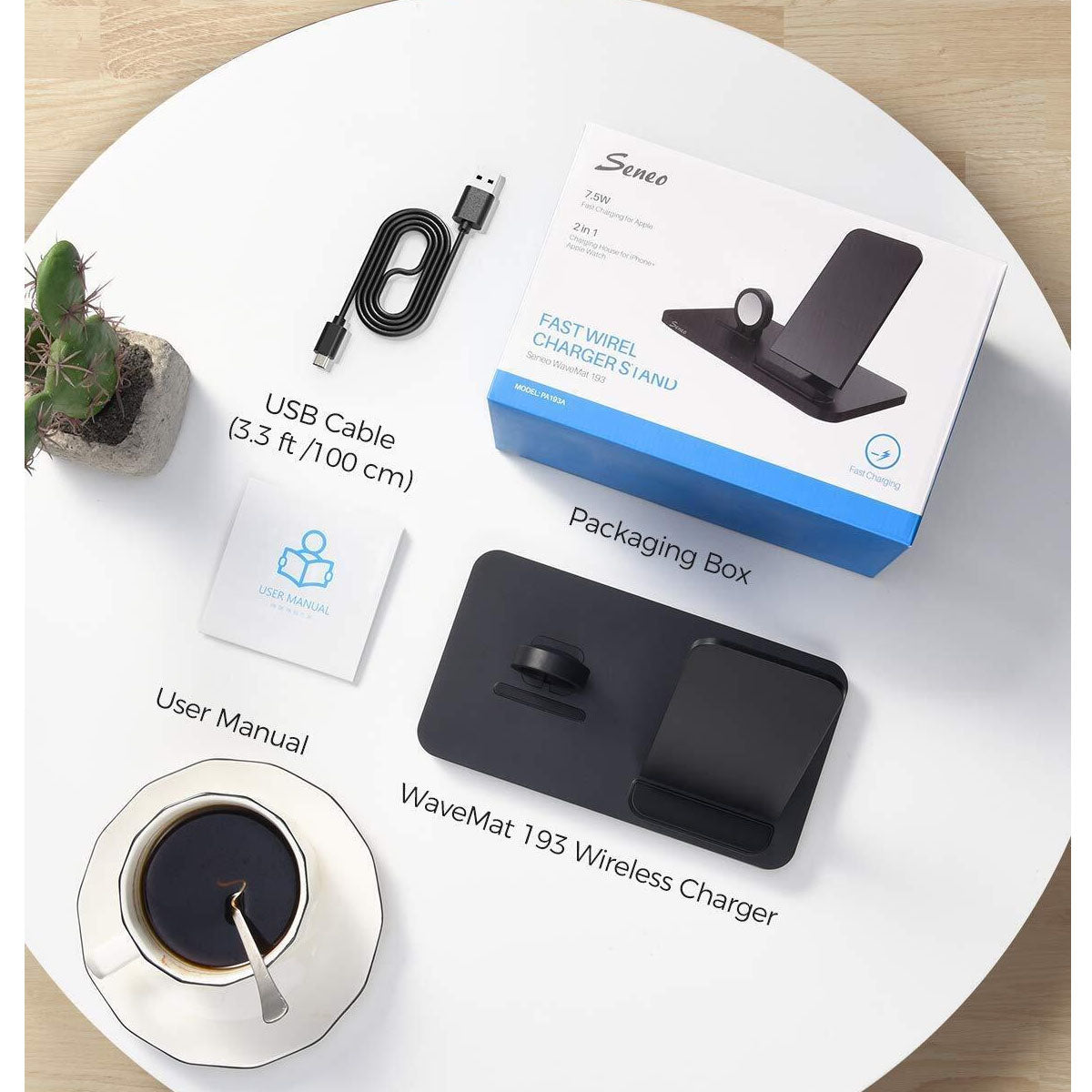 Seneo Desk Wireless Phone Charger Apple & Android + Watch Charger 7.5W
