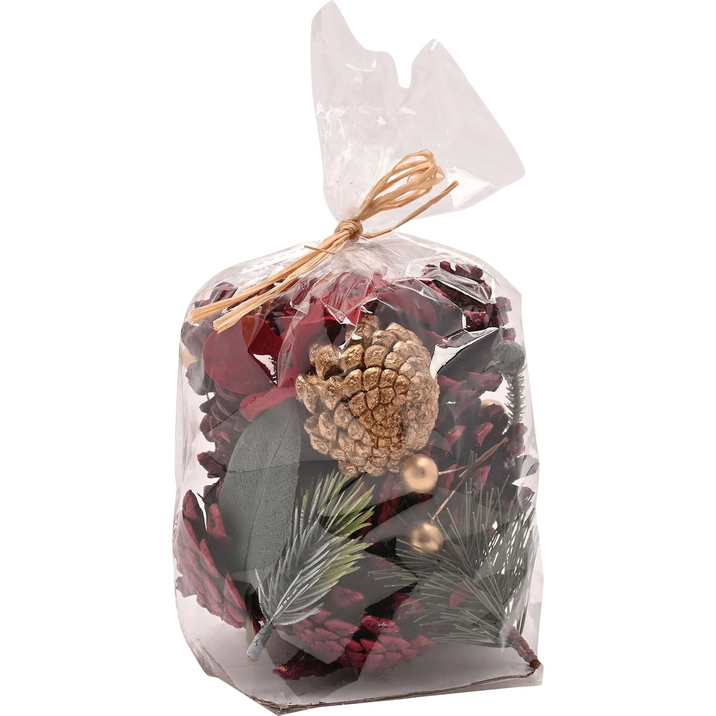 Regal Tidings Burgundy Foliage Bag - Pine Foliage, Berries, Pine Cones