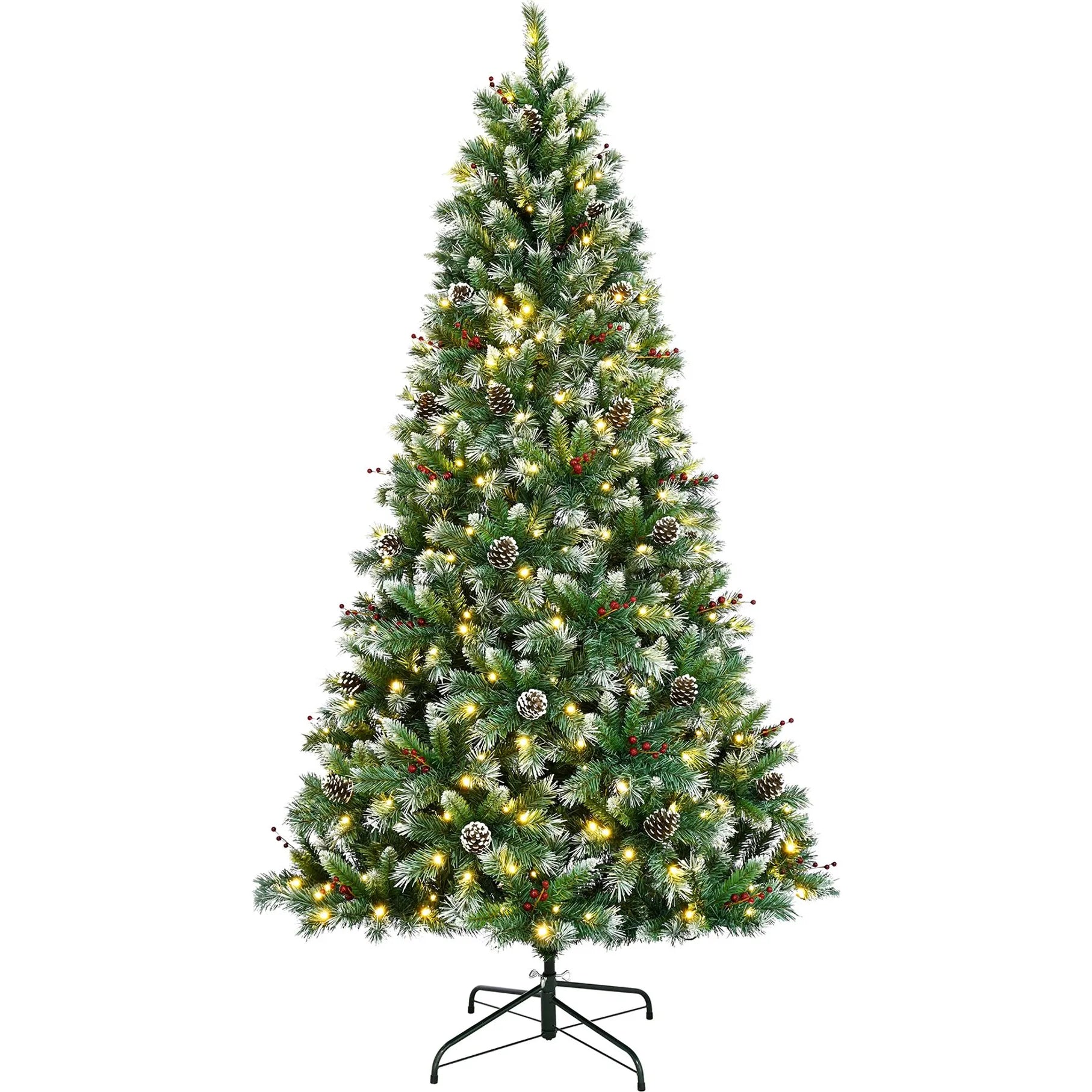 The Seasonal Gift Co. Pre-Lit Christmas Tree with Pinecones & Red Berries, 8ft