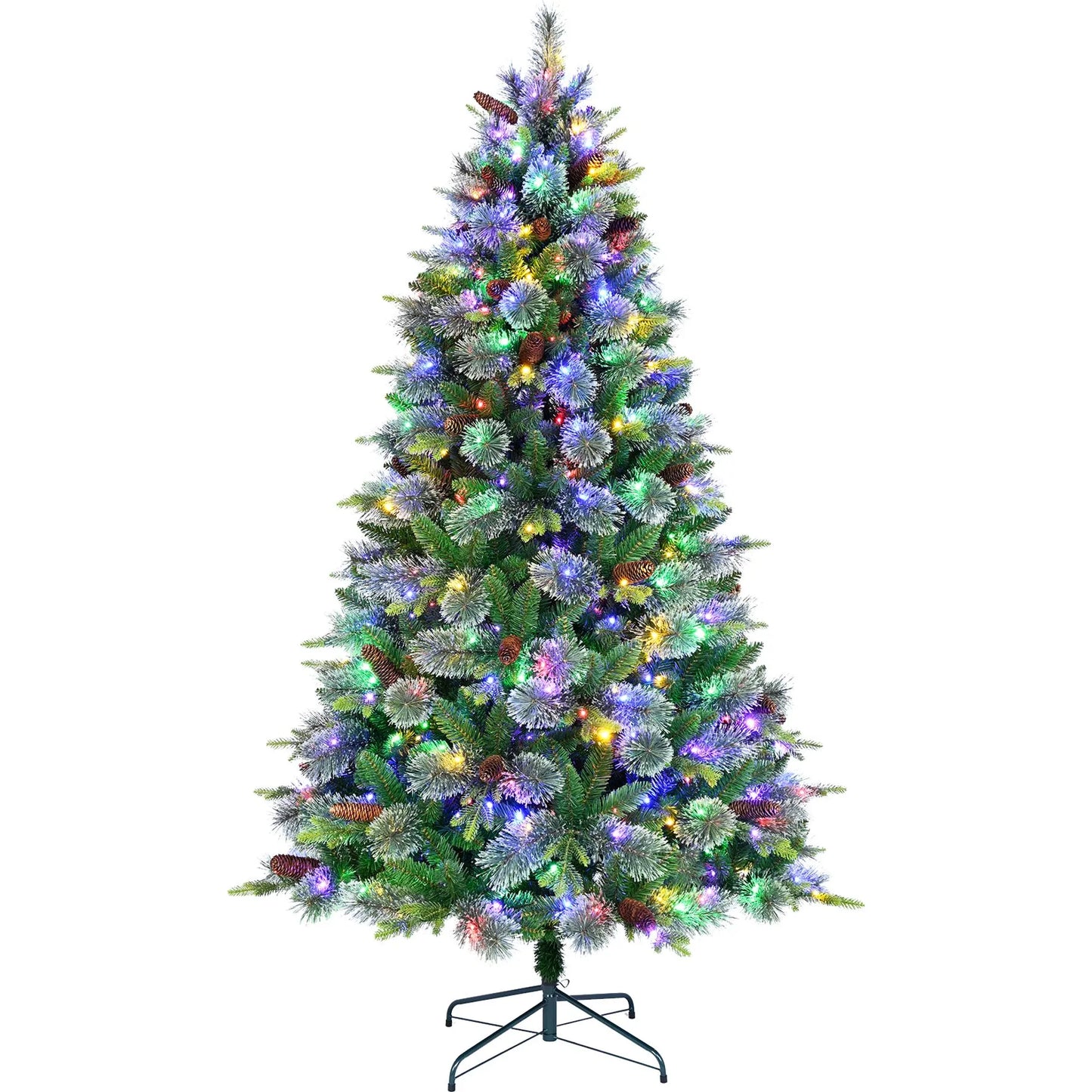 Pre-Lit Cashmere Christmas Tree, LED Multicolour Lights with Pinecone, 6ft