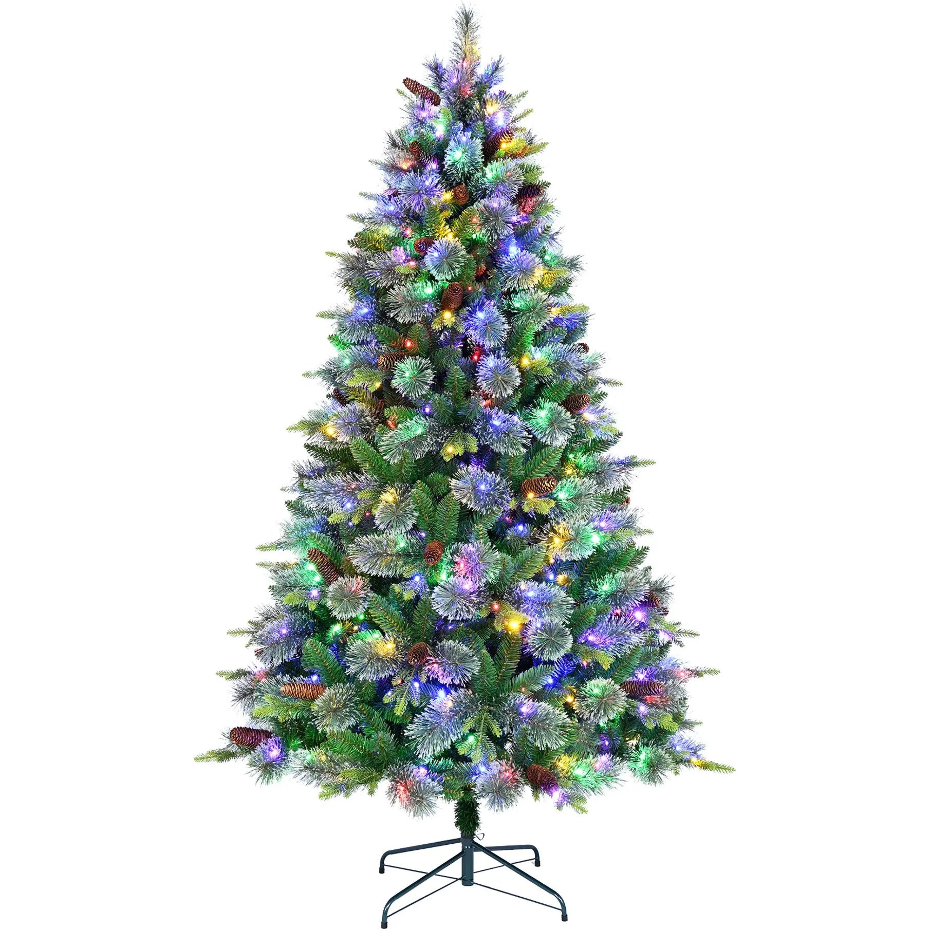 Pre-Lit Cashmere Christmas Tree, LED Multicolour Lights with Pinecone, 6ft