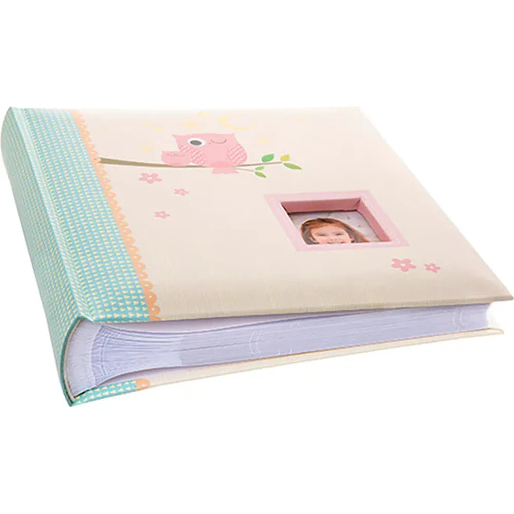 Kenro KUSSO Sleepy Owl Baby Album for 200 6x4" Photos - Pink