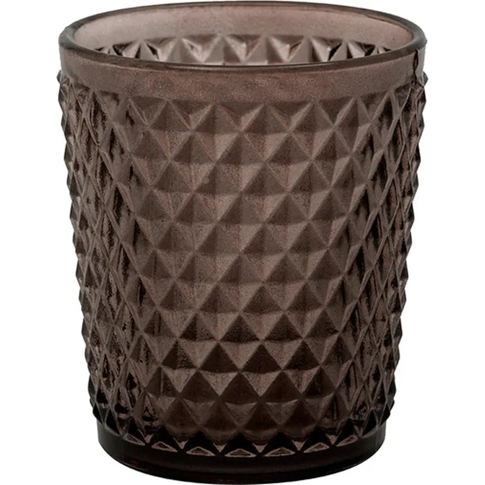 Kenro Smoke Grey Glass Tea Light Light Holder - DIamond Pattern