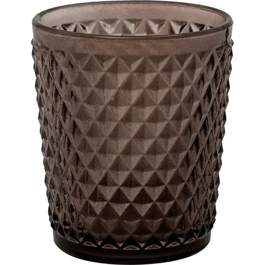 Kenro Smoke Grey Glass Tea Light Light Holder - DIamond Pattern