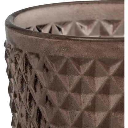 Kenro Smoke Grey Glass Tea Light Light Holder - DIamond Pattern