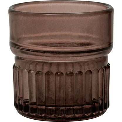 Kenro Smoke Grey Glass Tea Light Light Holder - Stripes