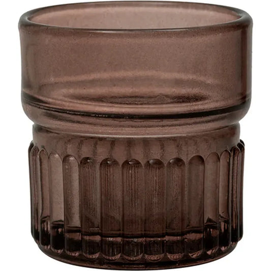 Kenro Smoke Grey Glass Tea Light Light Holder - Stripes