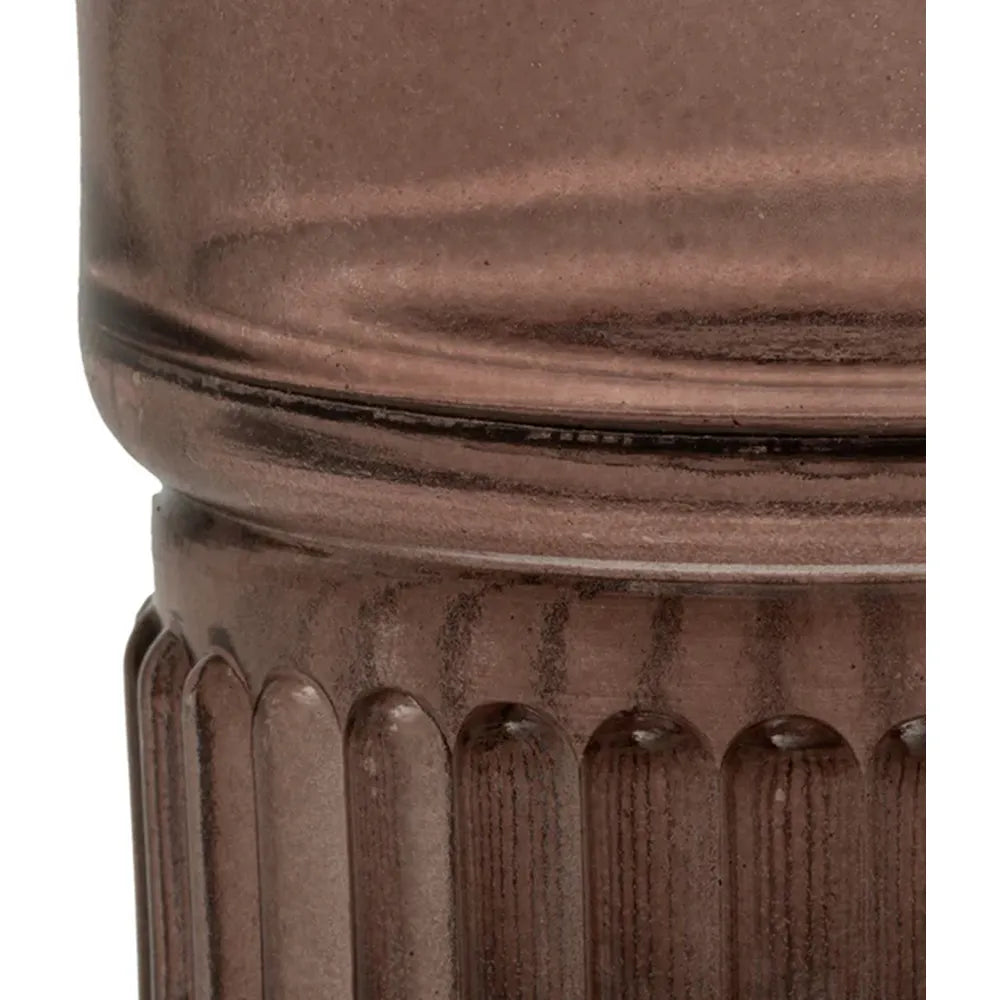 Kenro Smoke Grey Glass Tea Light Light Holder - Stripes