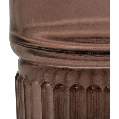 Kenro Smoke Grey Glass Tea Light Light Holder - Stripes