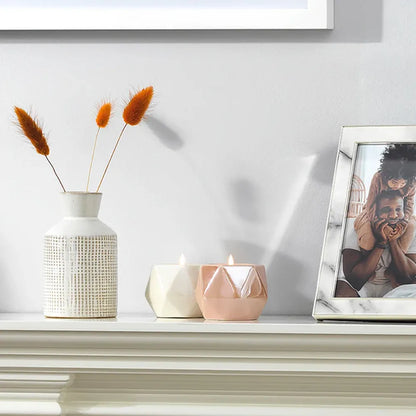 Kenro Geometric Tea Light Holder - Pink