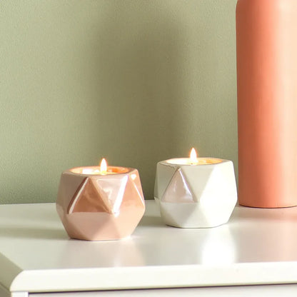 Kenro Geometric Tea Light Holder - Pearl
