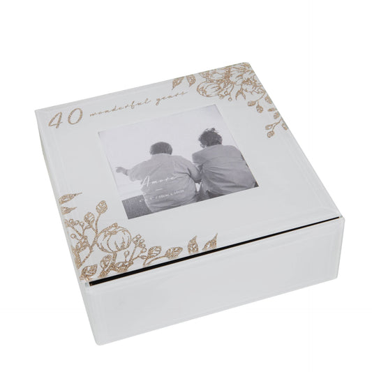 Amore Glass Trinket Box - '40 Wonderful Years' - Ruby Anniversary