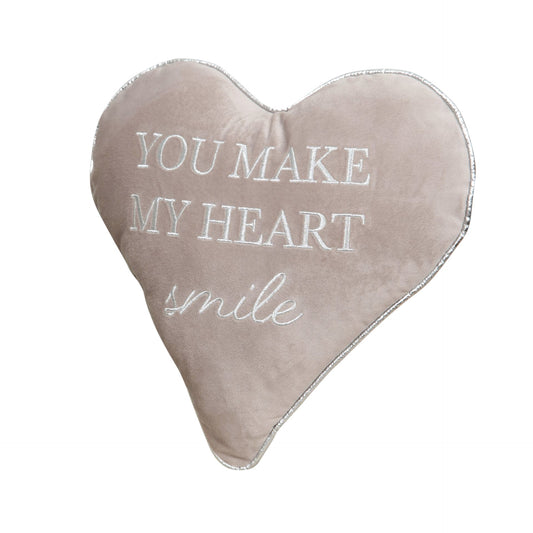 Amore - Heart Shaped Cushion - "You Make My Heart Smile"