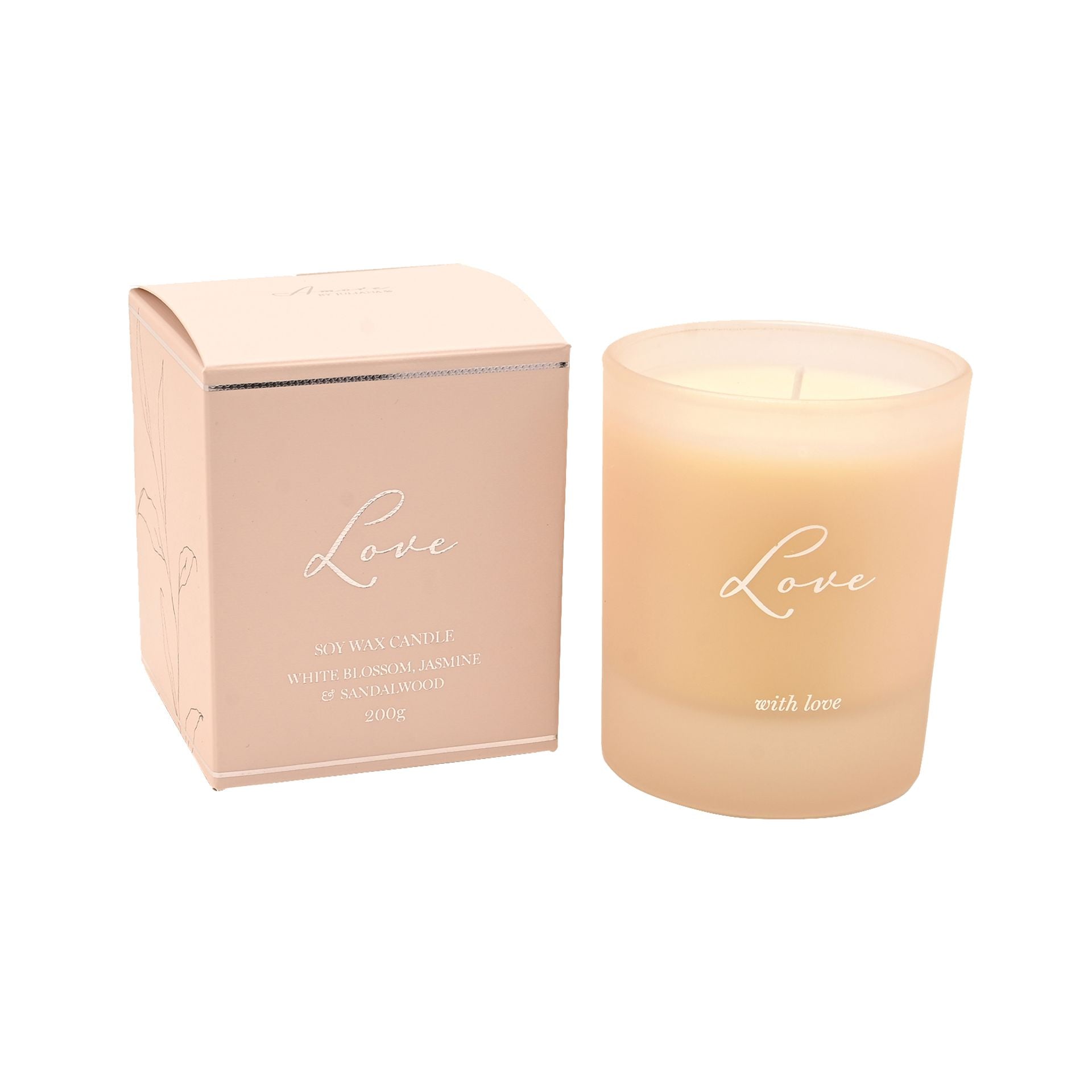 Amore "Love" Candle - Soy Wax - White Blossom Jasmine & Sandalwood