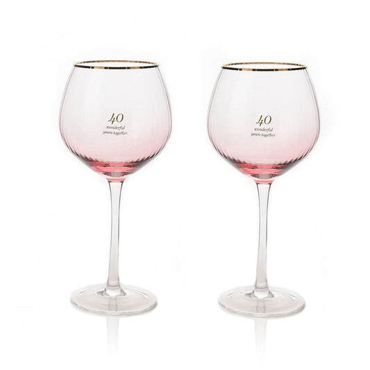 Amore Gin Glasses Set of 2 - 40th Anniversary - Pink