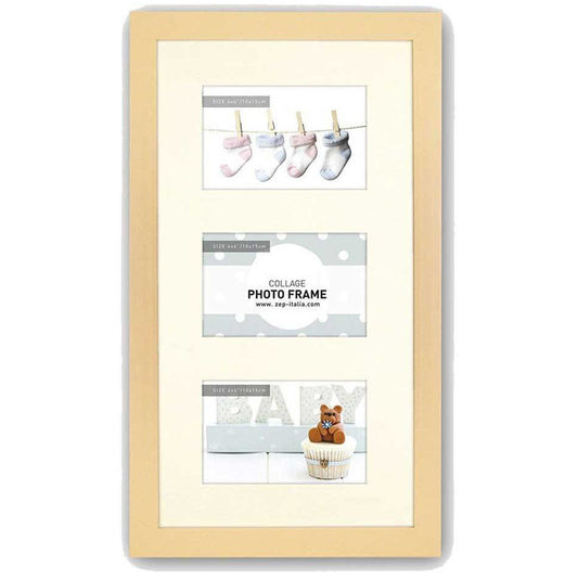 Emma C Baby Beige Photo Frame for 3 6x4 inch Photos Overall Size 11x18.5 inches