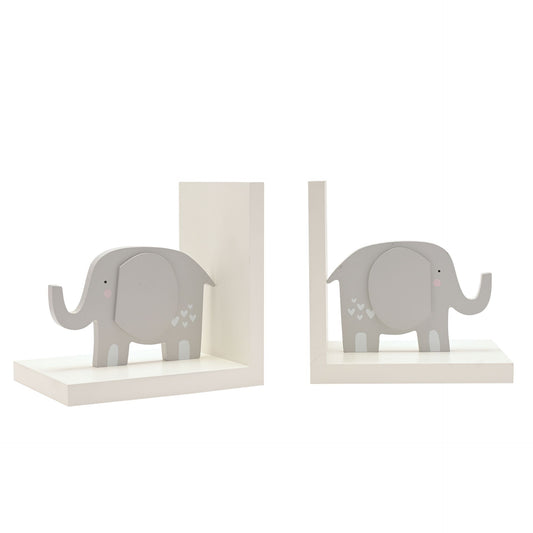 Bambino Elephant Bookends - Grey & White