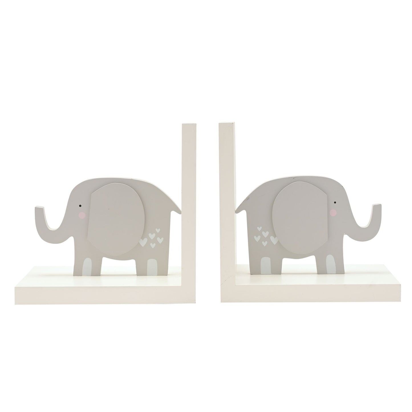 Bambino Elephant Bookends - Grey & White