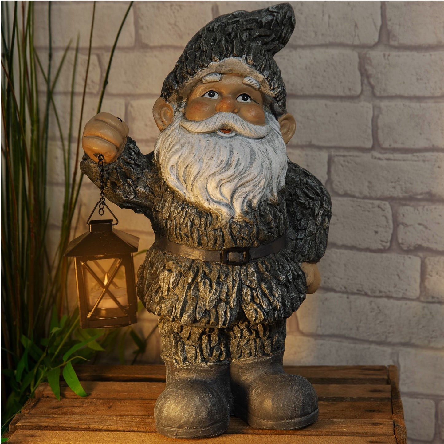 Resin Garden Gnome With Lantern Ornament 41.5cm