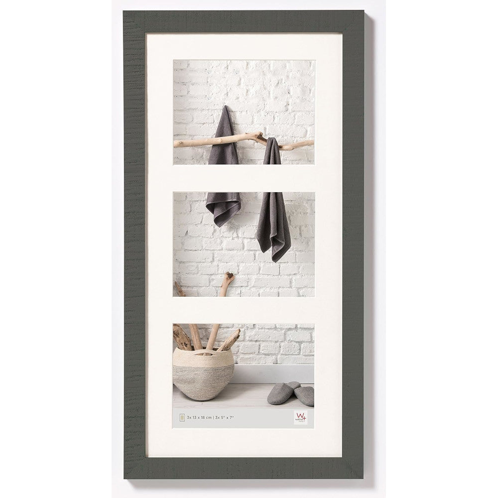 Walther Home Wooden Multi Picture Frame for 3x 7x5 inch - Grey