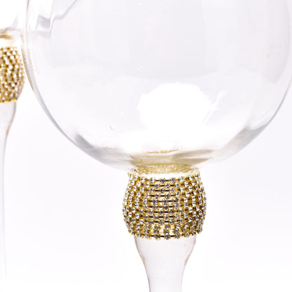 Hestia Set Of 3 Diamante Goblets With Gold Detail
