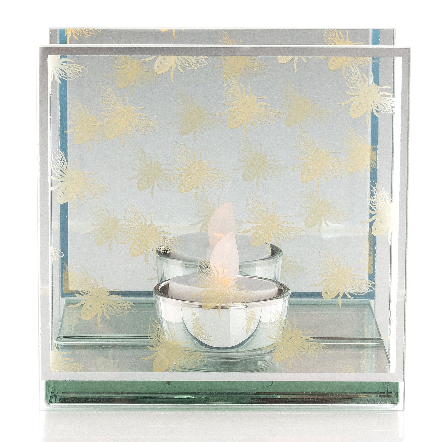 Hestia Gold Bee Glass Tea Light Holder