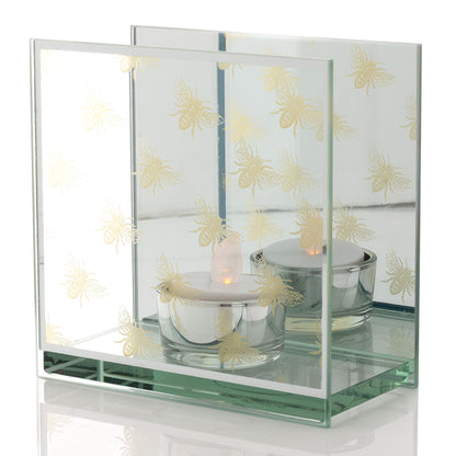 Hestia Gold Bee Glass Tea Light Holder