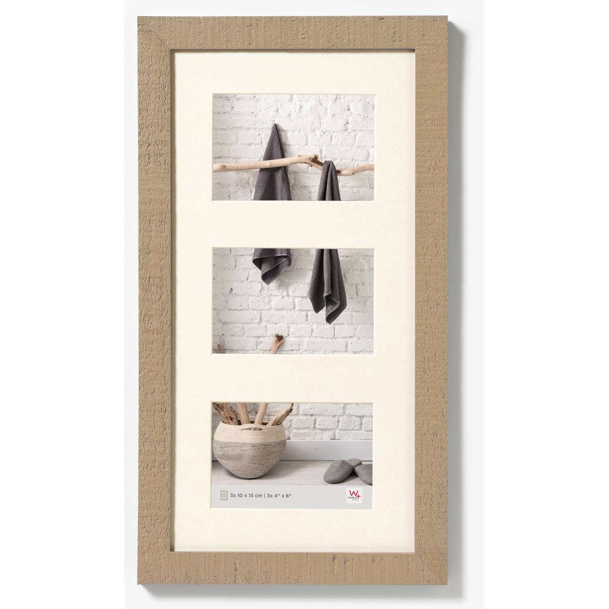 Walther Home Wooden Picture Frame for 3x 6x4 - Beige Brown