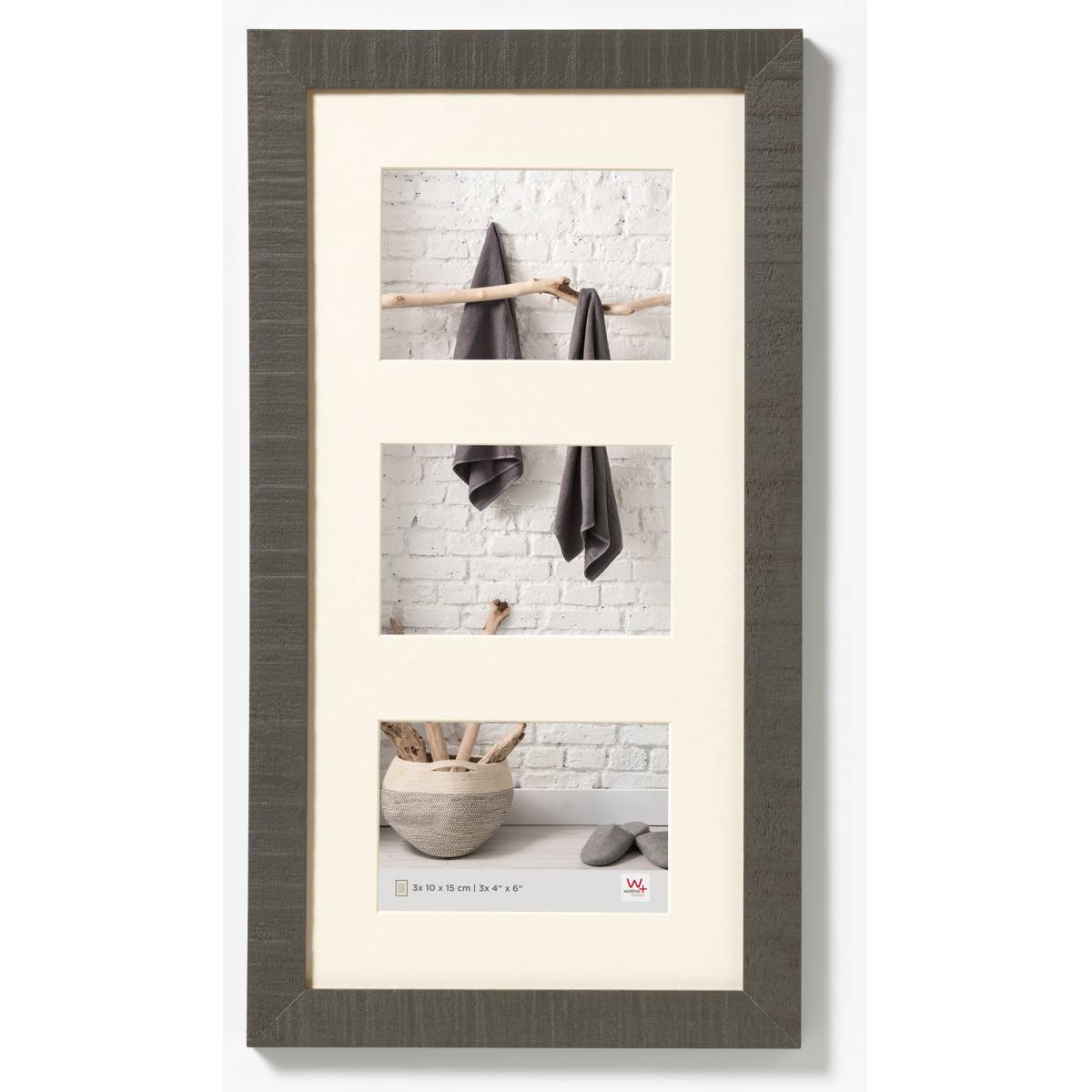 Walther Home Wooden Picture Frame - 23x11 inch - (Insert for 3x 8x6 inch) Grey