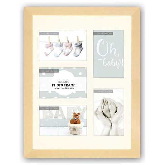 Emma C Baby Beige Photo Frame for 5 6x4 inch Photos Overall Size 13.5x17 inches