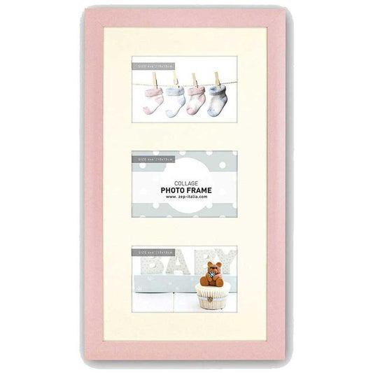Emma P Baby Pink Photo Frame for 3 6x4 inch Photos Overall Size 11x18.5 inches