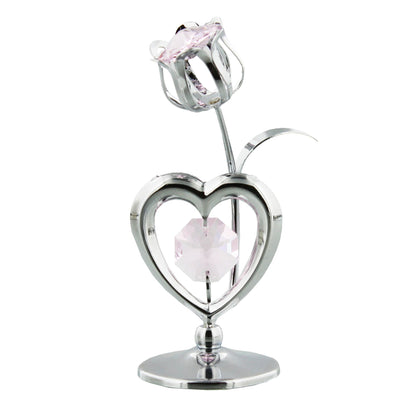 Crystocraft Chrome Plated Heart & Tulip Ornament