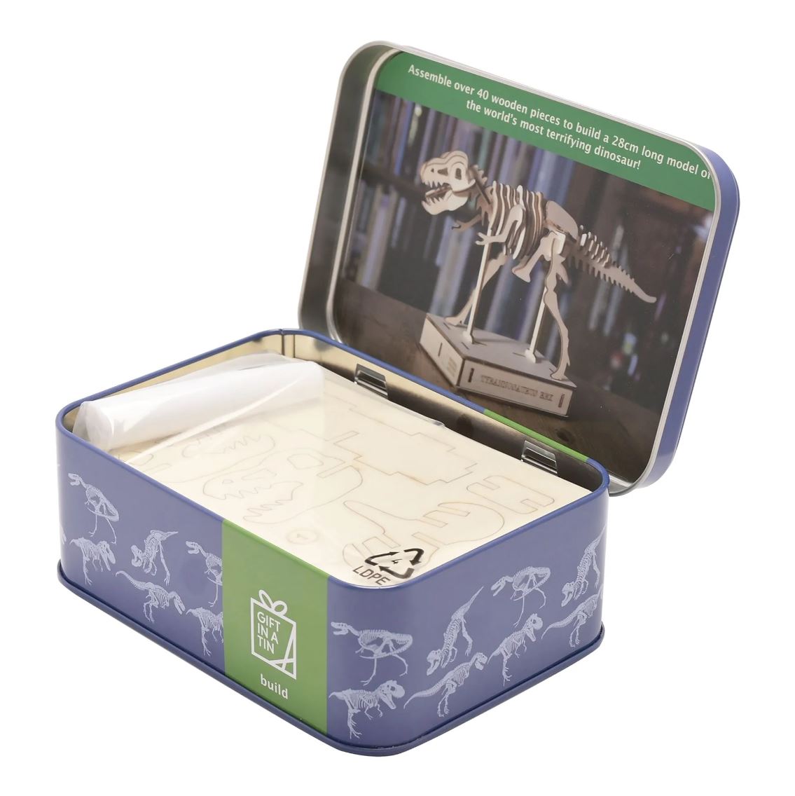 Apples To Pears T-Rex in a Tin open lid