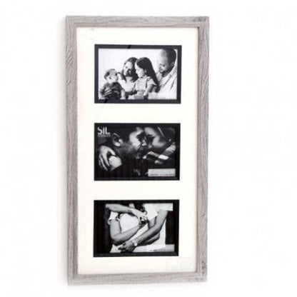 Triple 6x4 Wooden Multi Picture Frame - Grey