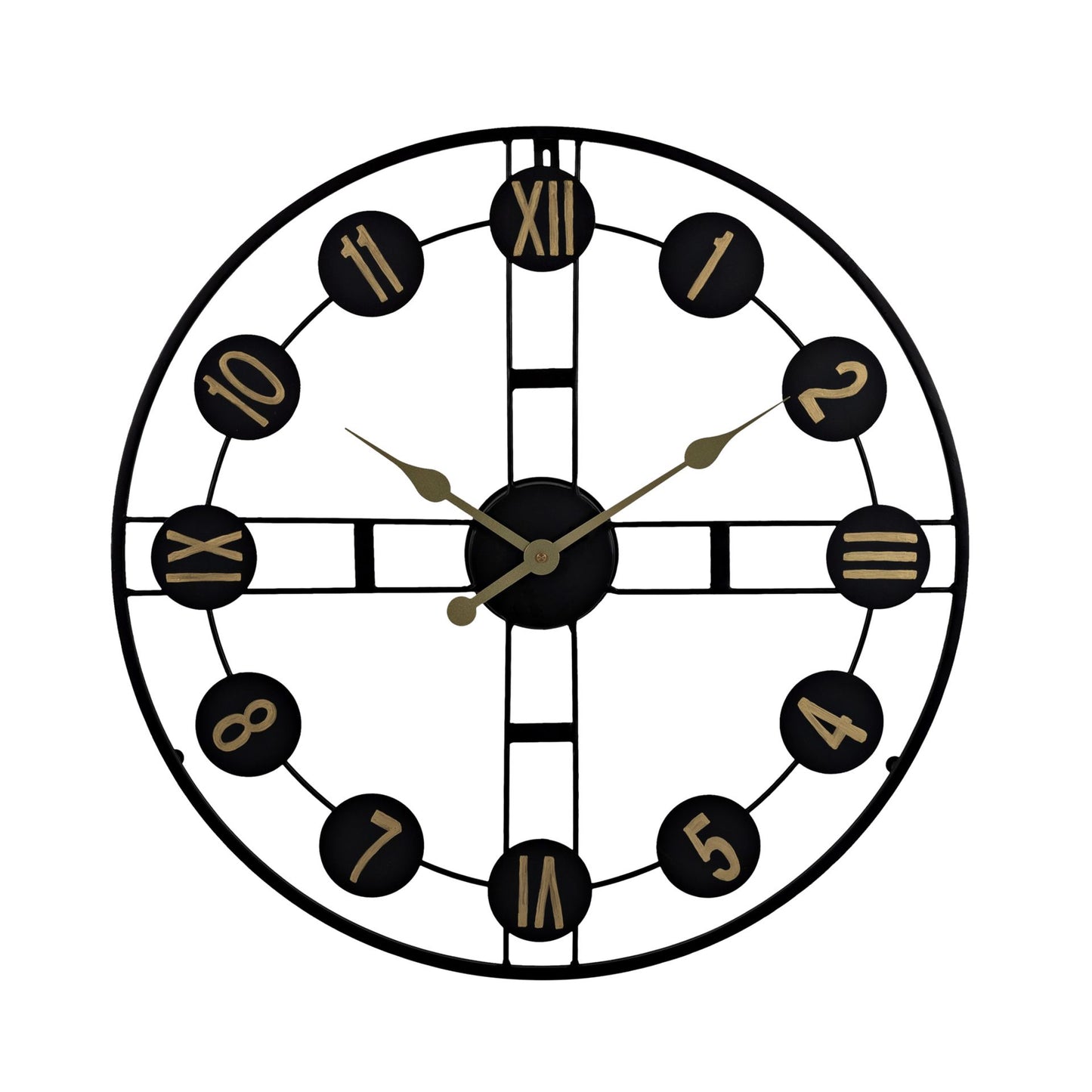 Hometime Black Round Wall Clock Cut Out Design - 65cm