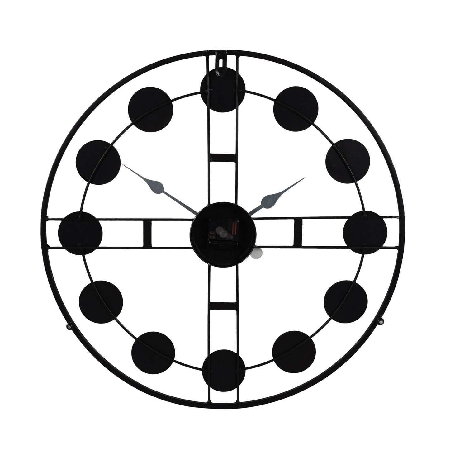 Hometime Black Round Wall Clock Cut Out Design - 65cm