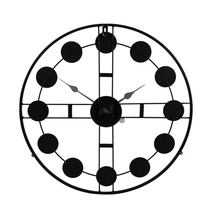 Hometime Black Round Wall Clock Cut Out Design - 65cm