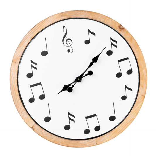Hometime Metal and Wood Musical Notes Wall Clock
