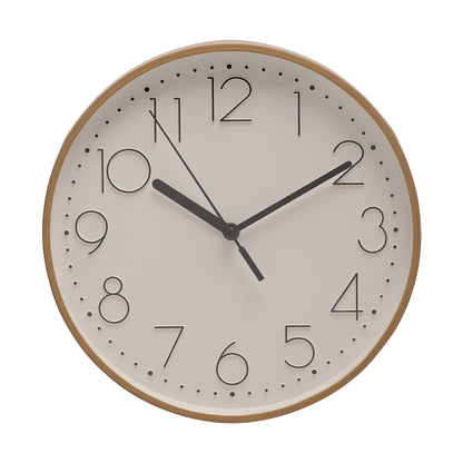 Hometime Round Wall Clock Light Wood Grain Effect 23cm