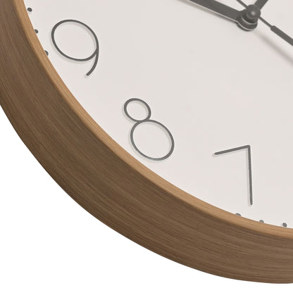 Hometime Round Wall Clock Light Wood Grain Effect 23cm