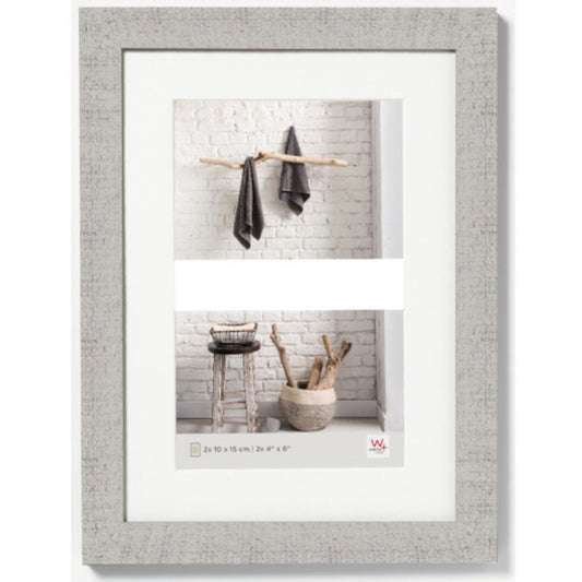 Walther Home Wooden Multi Picture Frame for 2x 6x4 inch - Light Grey